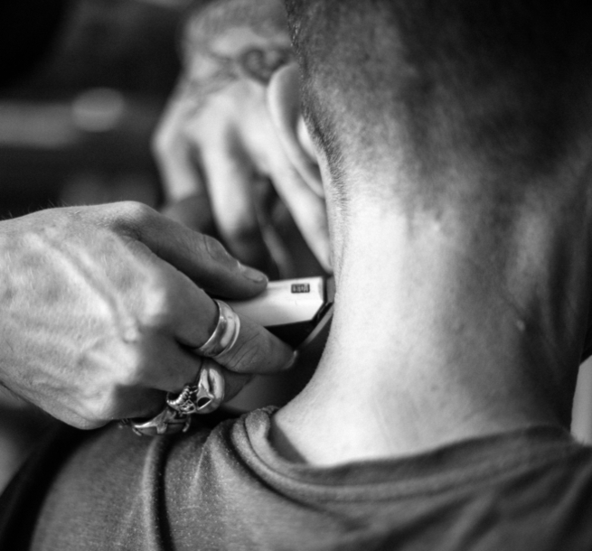 Headcase Barbers Client Having Haircut