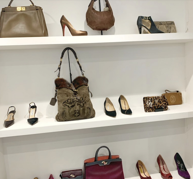 Phoenix Style shelves of bags and shoes