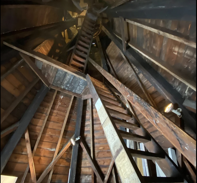 Wimbledon Windmill - view up into windmill structure